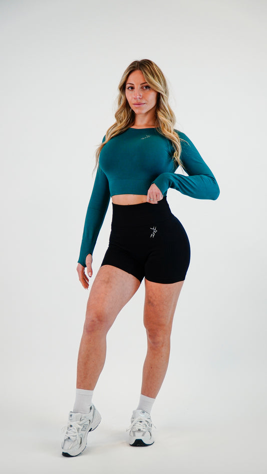 THERA SCRUNCH SEAMLESS CROP TOP LONG SLEEVE