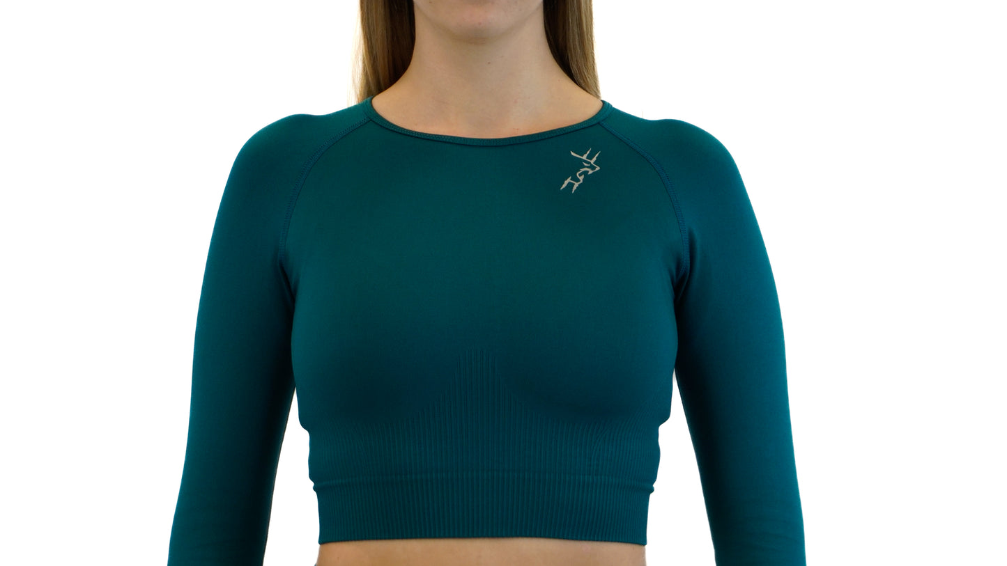 THERA SCRUNCH SEAMLESS CROP TOP LONG SLEEVE